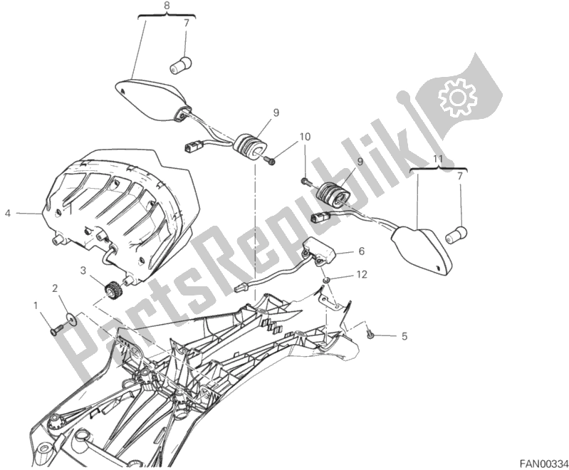 All parts for the Taillight of the Ducati Multistrada 1260 S Grand Tour USA 2020